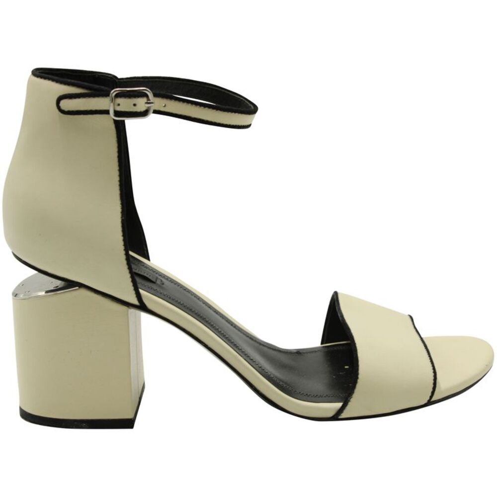 Alexander Wang Abbey Block Heel Sandals In Ivory Leather